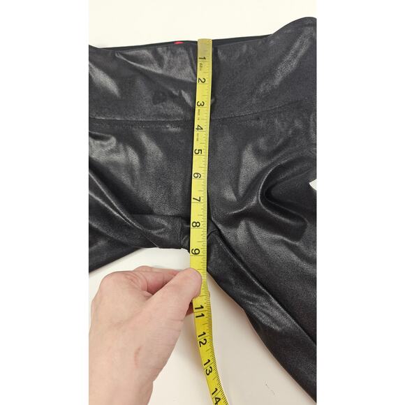 Spanx shape faux leather leggings shiny black thrasher grunge XS full length EUC - Picture 8 of 9